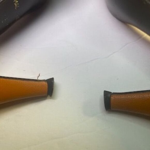 Robinsons Women's Heels - Gold & Orange Brown Strappy Sandals Size 5.5  3-Inch H - Picture 5 of 8